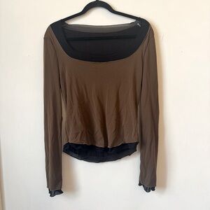 Free People Double Layer Mesh Long Sleeve Top